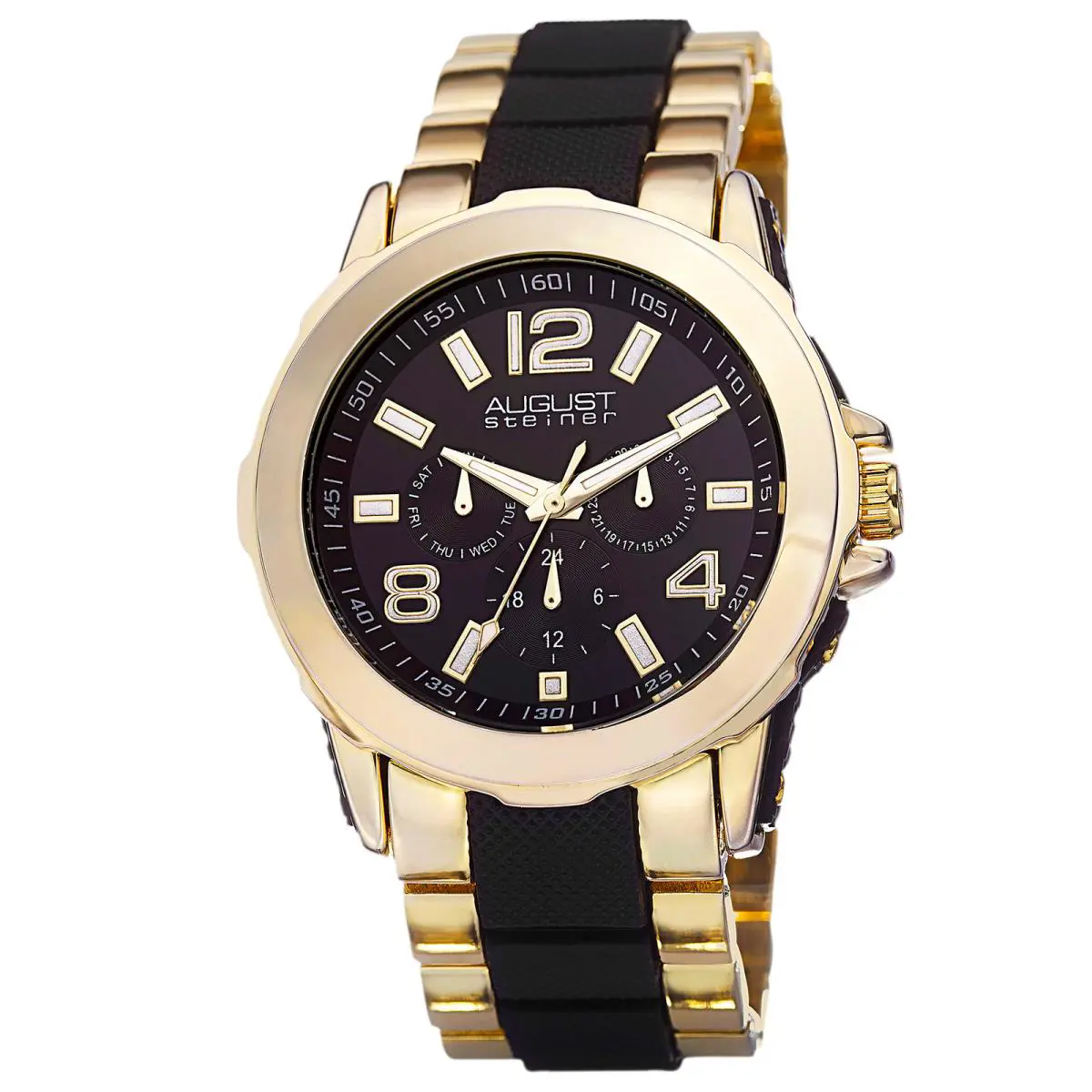 Spring Release Men`s  AS8114 Quartz Multifunction Bracelet Watch Two Tone Gold by August Steiner