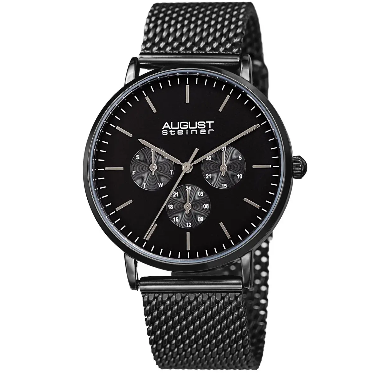 Model Men`s  AS8255 Multifunction Stainless Steel Mesh Watch Black by August Steiner
