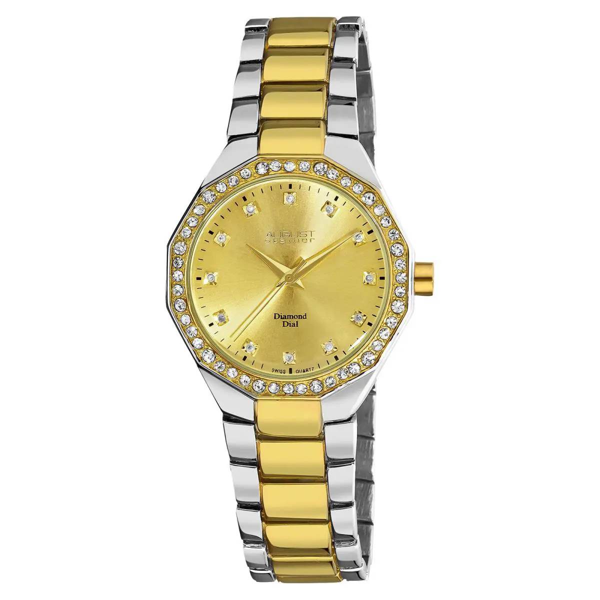 Women`s  AS8044TTG Diamond Dial Marker Crystal Bezel Watch by August Steiner