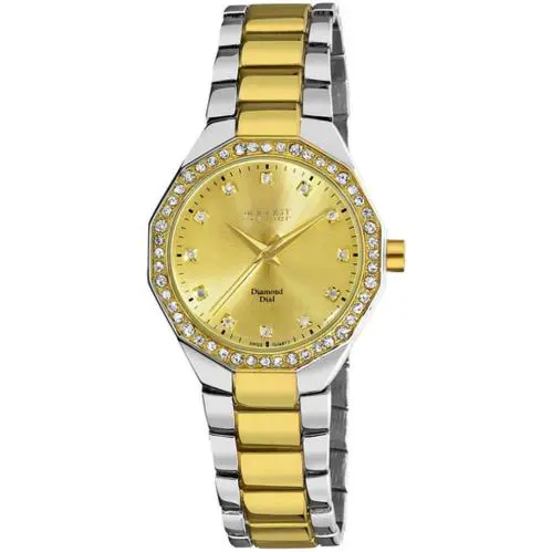 August Steiner AS8044TTG Swiss Quartz Diamond Markers Crystal Bezel Womens Watch