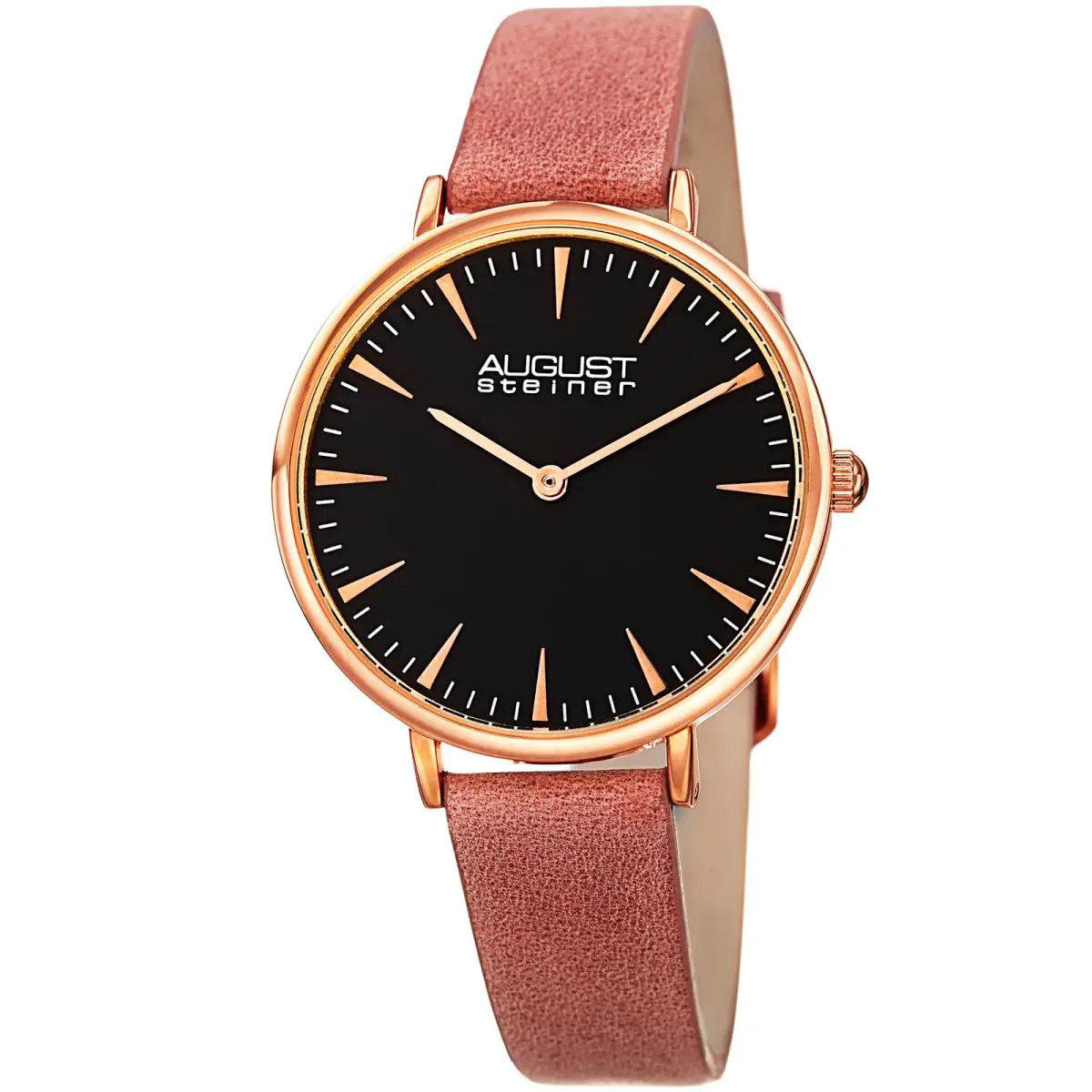 Women`s August Steiner AS8187PK Two Hand Quartz Leather Strap Watch