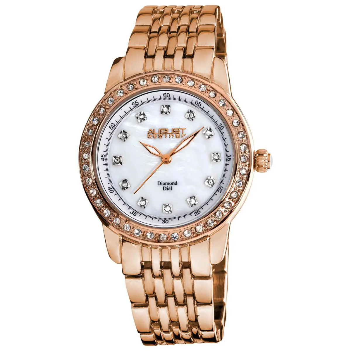 Women`s  AS8045RG Diamond Dial Marker Crystal Bezel Watch by August Steiner