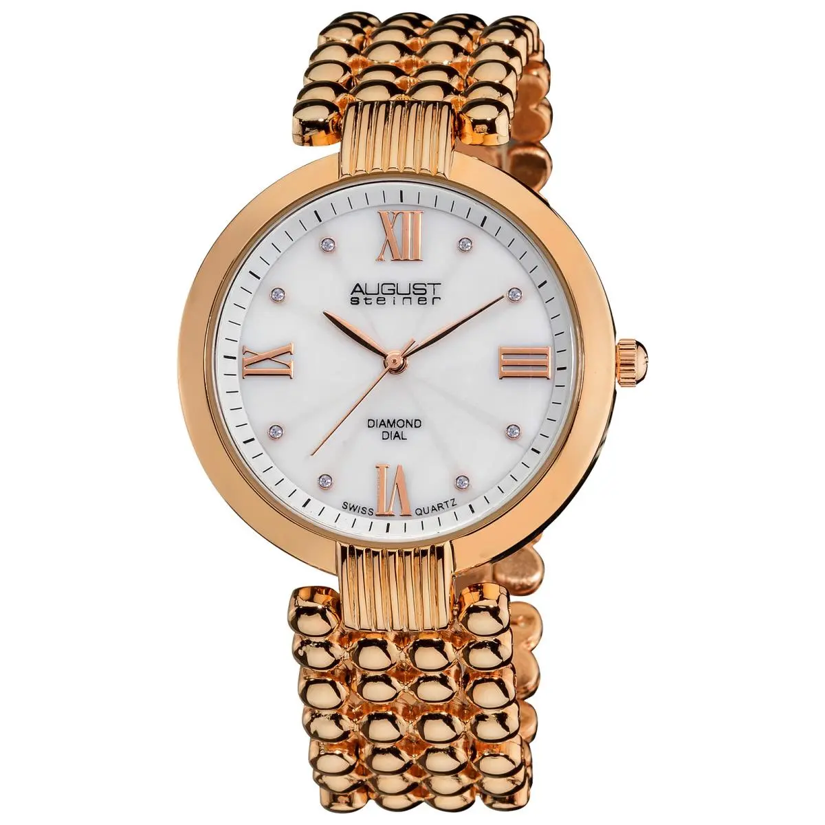 Women`s  AS8065RG Stylish Swiss Diamond Mop Dial Rose-tone Watch by August Steiner
