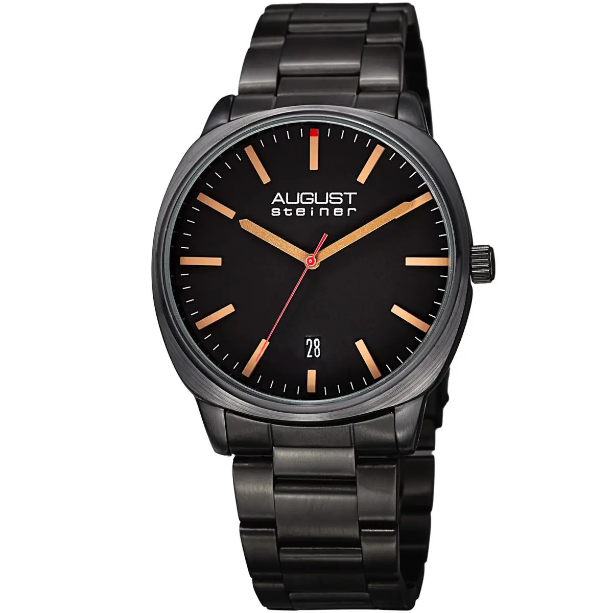 Men`s August Steiner AS8237BK Classic Three Hand Movement Date Bracelet Watch