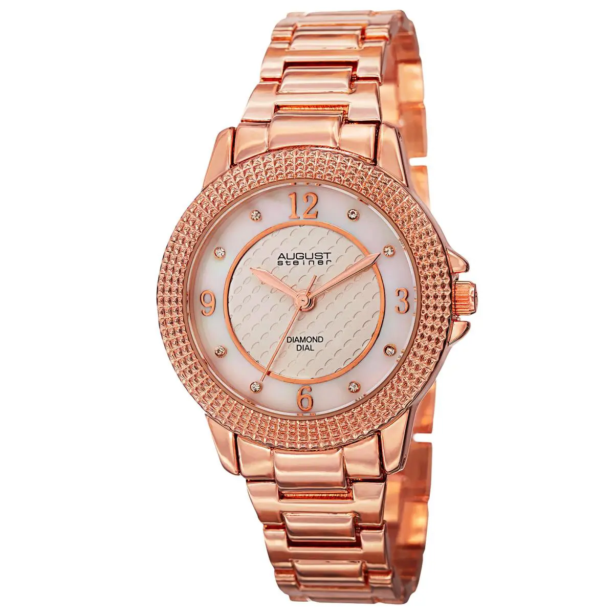 Women`s August Steiner AS8155RR Diamond Markers Rose-tone Bracelet Dress Watch