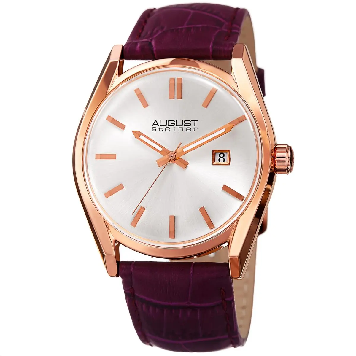 Women`s August Steiner AS8221PU Quartz Movement Date Leather Strap Watch