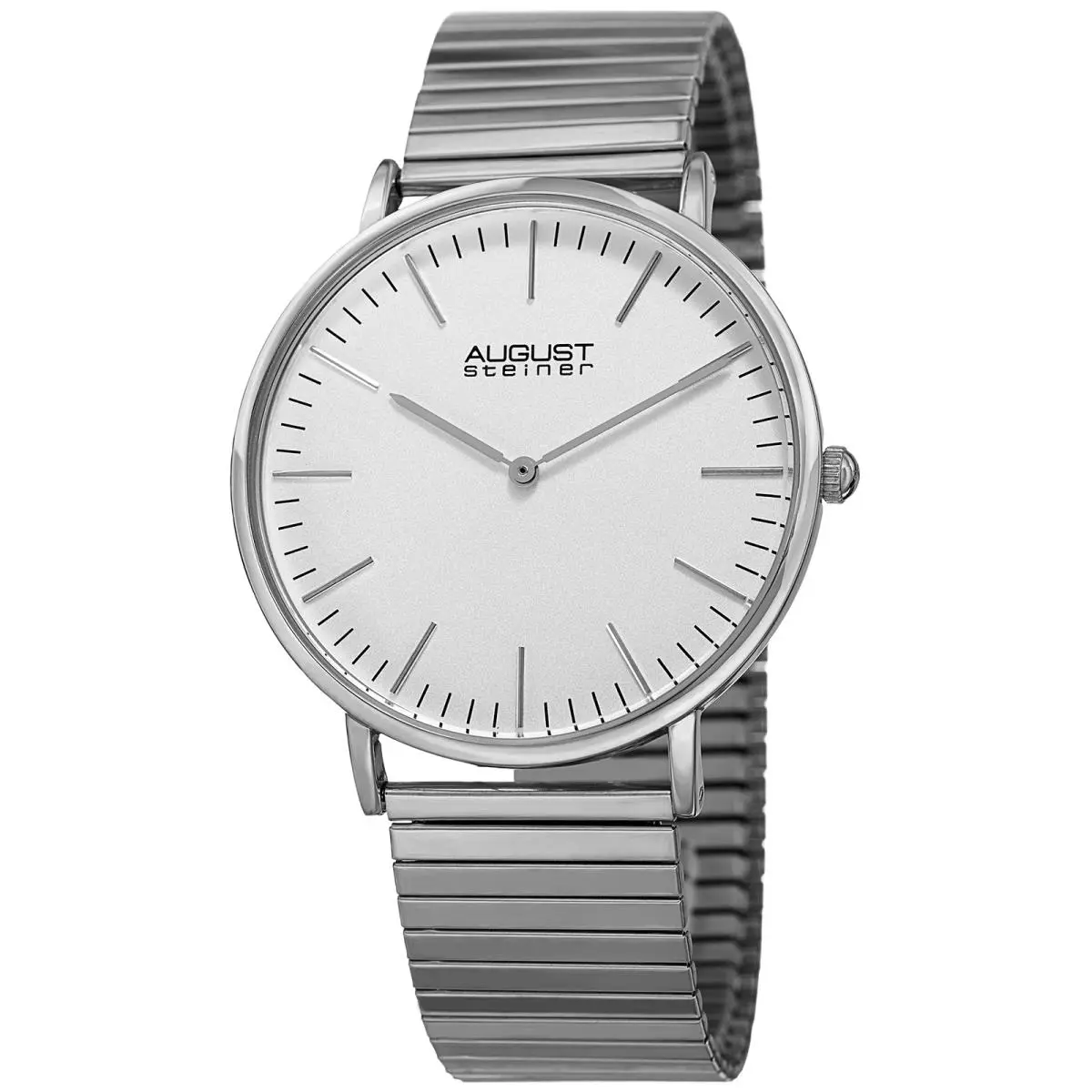 Men`s  AS8216SS Classic Quartz Movement Expansion Bracelet Watch by August Steiner