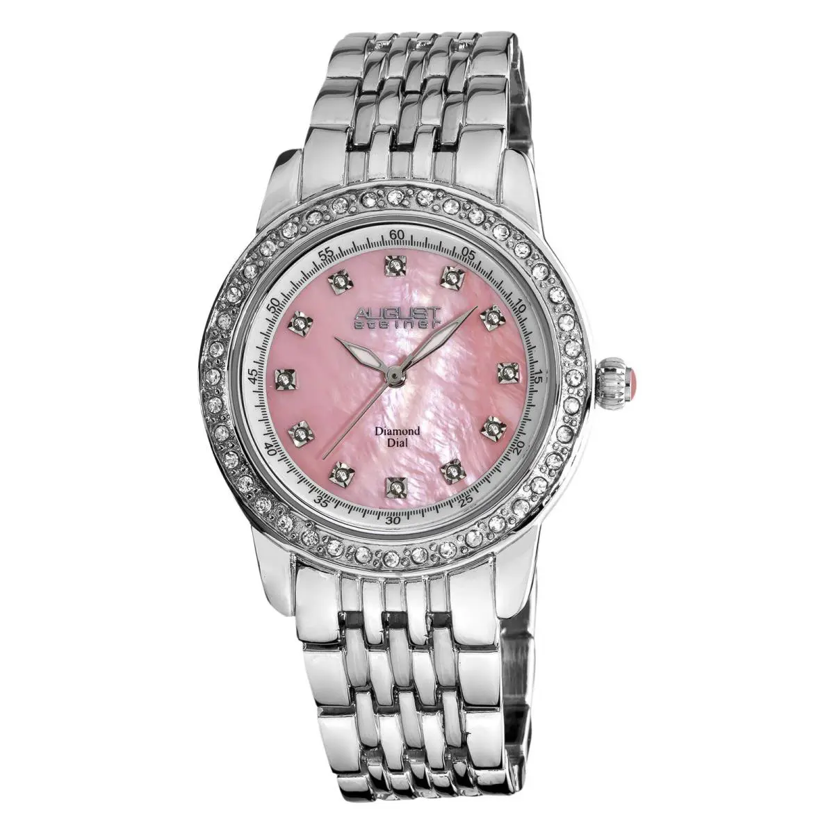Women`s  AS8045PK Diamond Dial Marker Crystal Bezel Watch by August Steiner