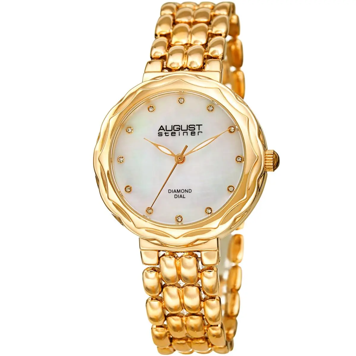 Women`s August Steiner AS8248YG Quartz Diamond Marker Gold Tone Bracelet Watch