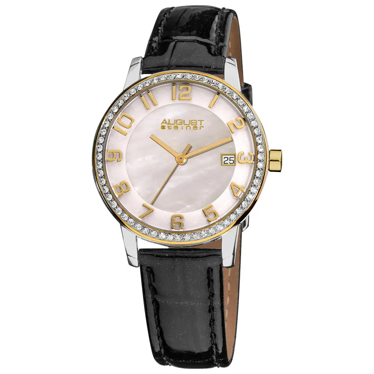 Women`s August Steiner AS8056YG Swiss Quartz Mother of Pearl Crystal Watch