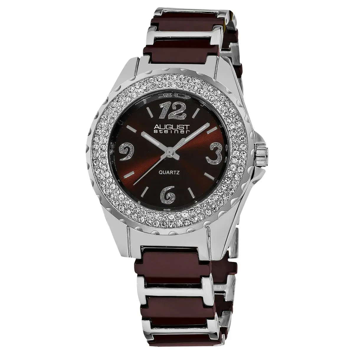 Women`s  AS8036BR Quartz Movement Crystal Bezel Bracelet Watch by August Steiner