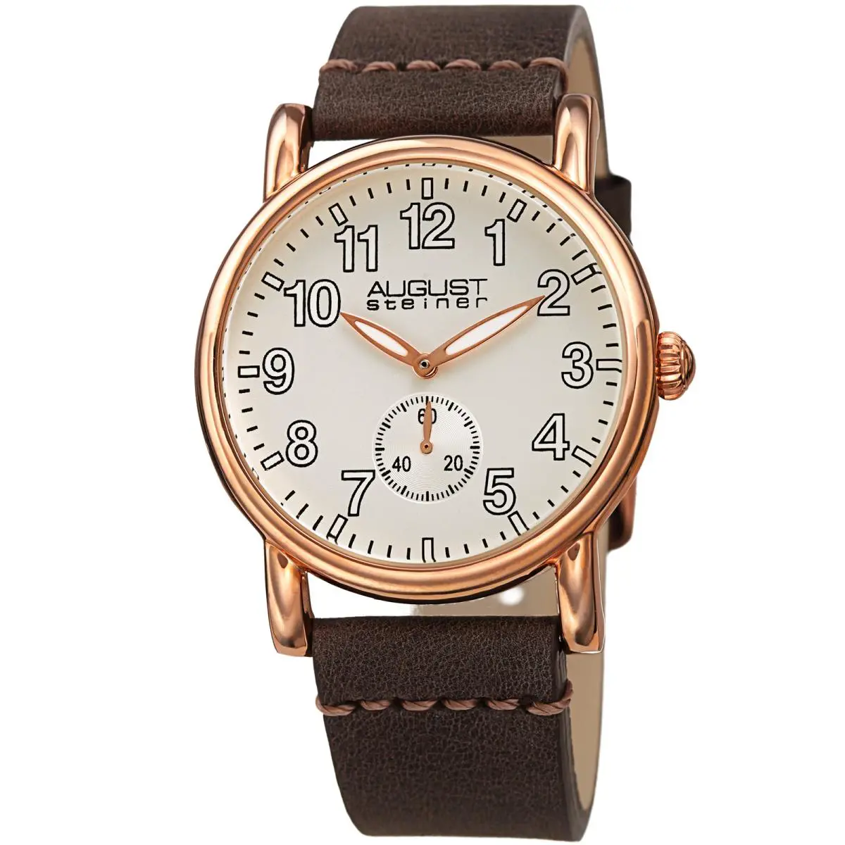 Women`s August Steiner AS8110RGBR Classic Gold Tone Quartz Leather Strap Watch