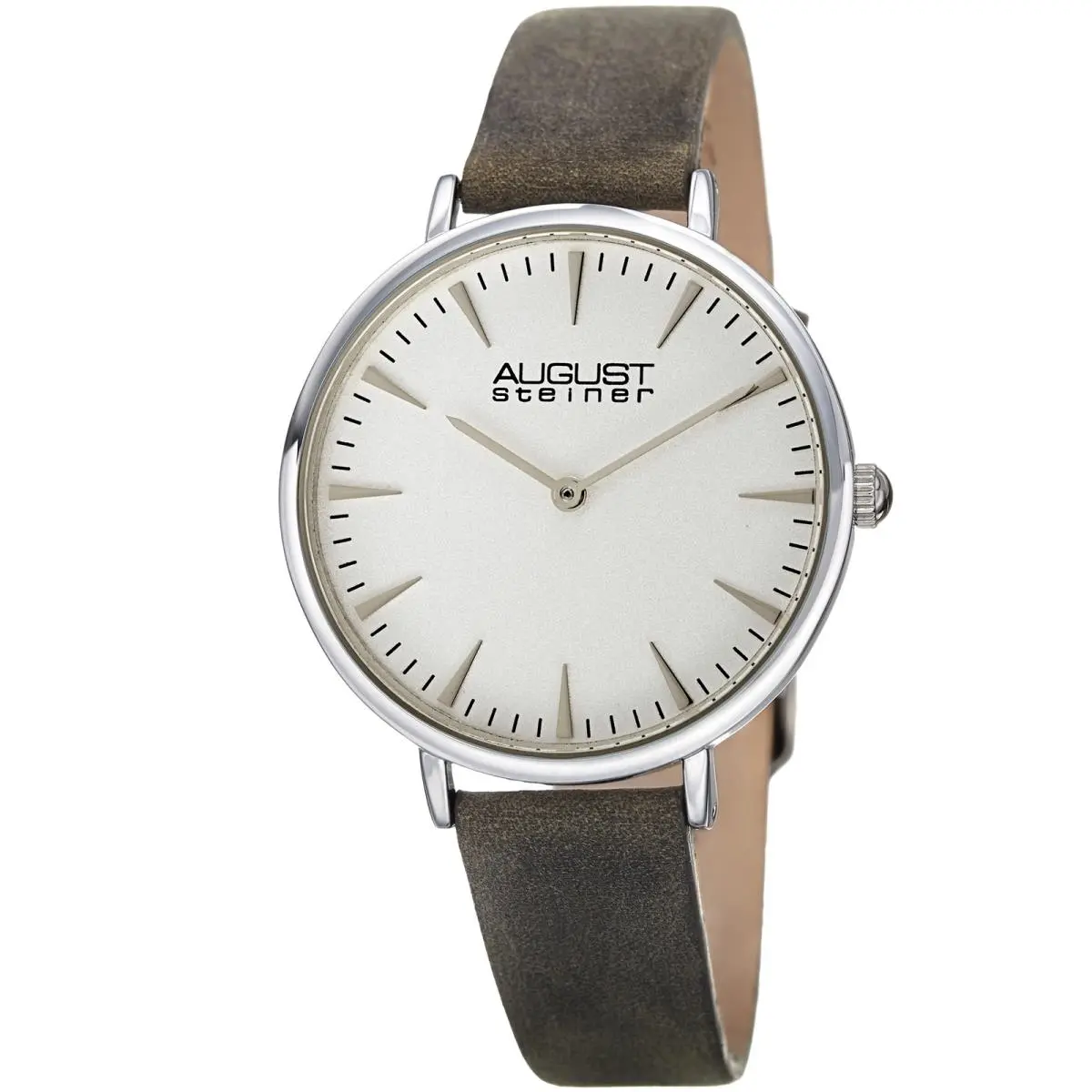Women`s August Steiner AS8187GY Two Hand Quartz Leather Strap Watch