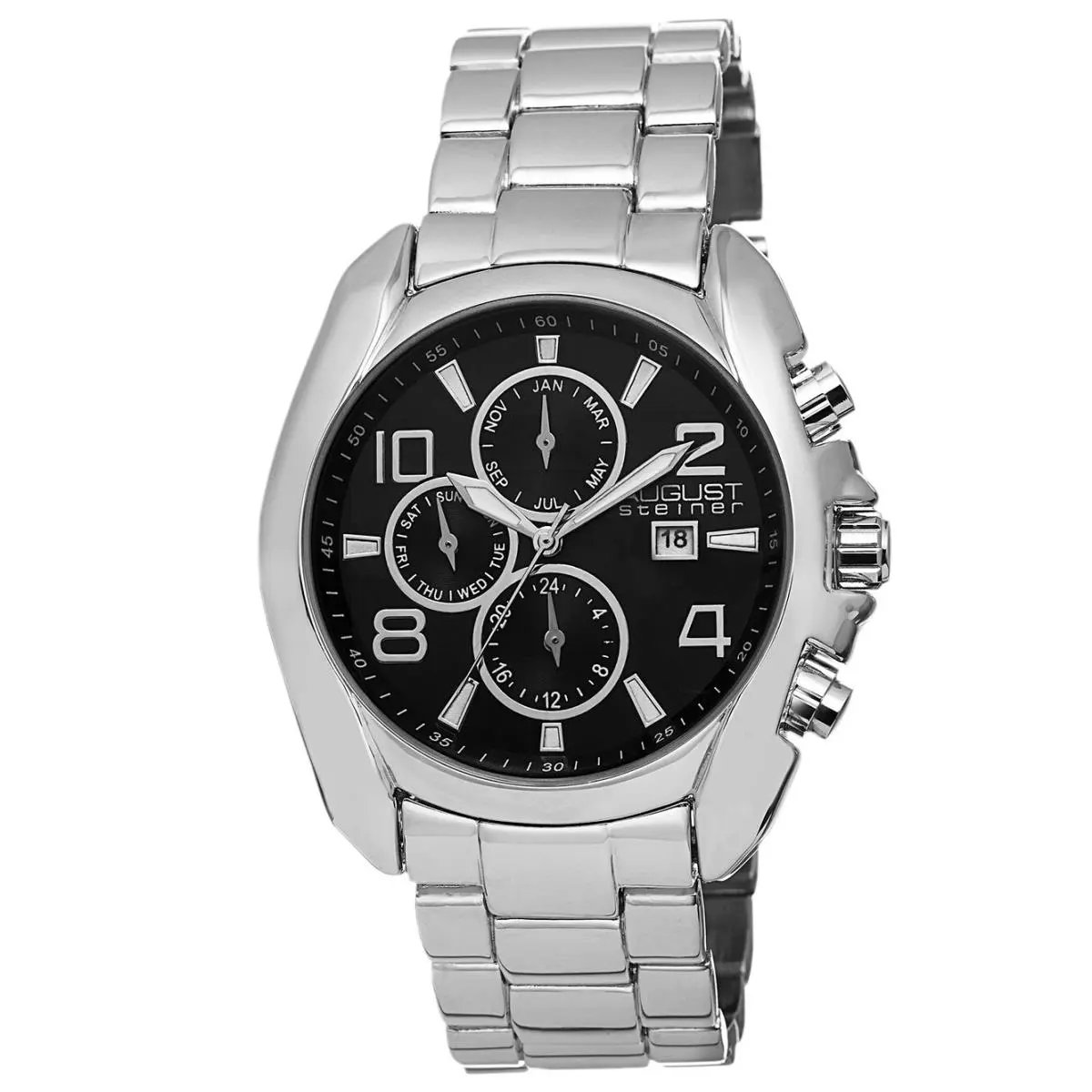 Men`s August Steiner AS8109SS Swiss Multifunction Stainless Steel Watch