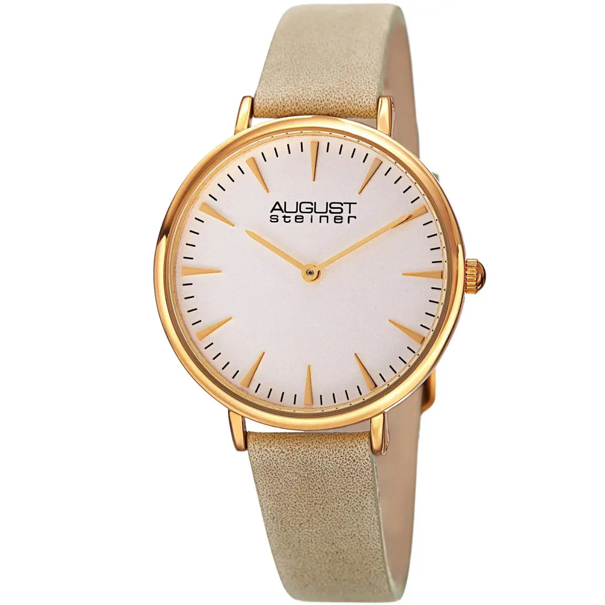 Women`s August Steiner AS8187WTG Two Hand Quartz Leather Strap Watch