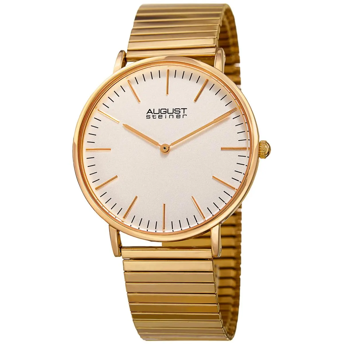 Men`s August Steiner AS8216YG Classic Quartz Movement Expansion Bracelet Watch