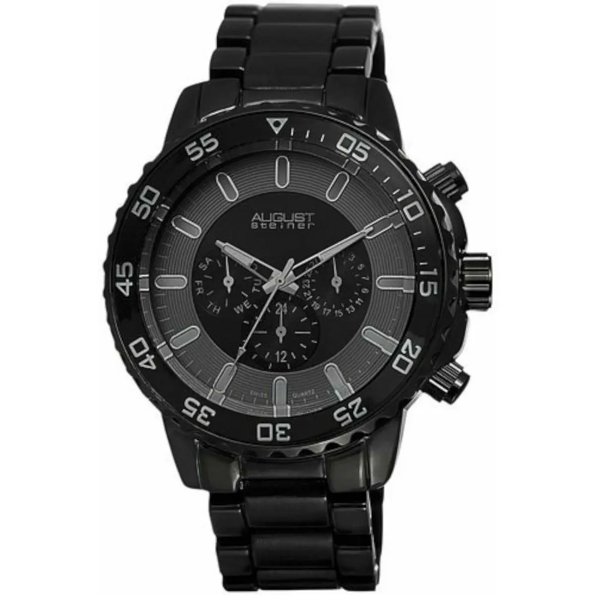 AS8101BK Men`s Multifunction Black Dial Black Steel Watch by August Steiner