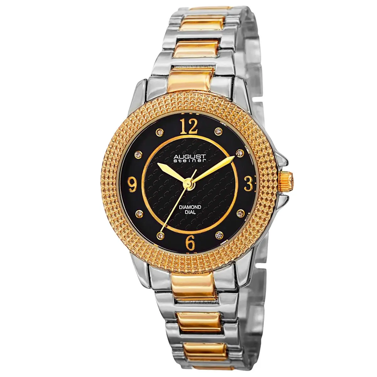 Women`s  AS8155TTG Diamond Markers Two-tone Bracelet Dress Watch by August Steiner