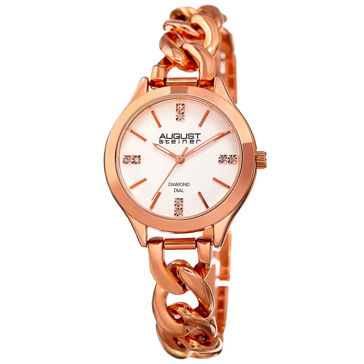 Women`s August Steiner AS8222RG Three Hand Quartz Movement Link Bracelet Watch