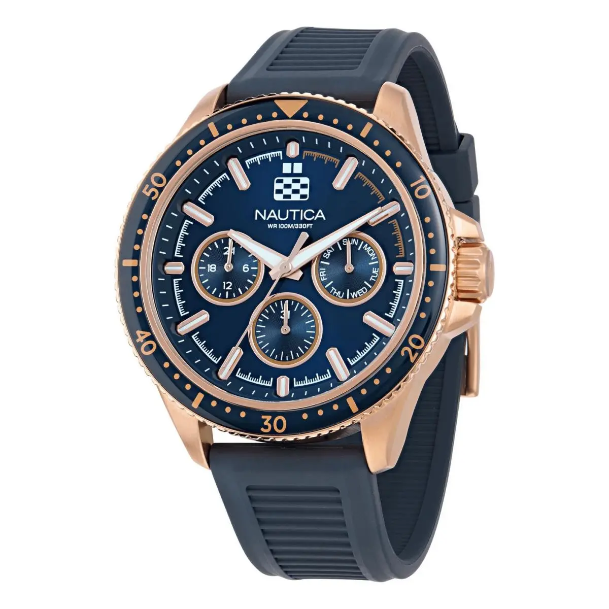 Nct Windrose Rose Gold-tone 46mm Blue Dial Men`s Watch NAPWRF403 by Nautica
