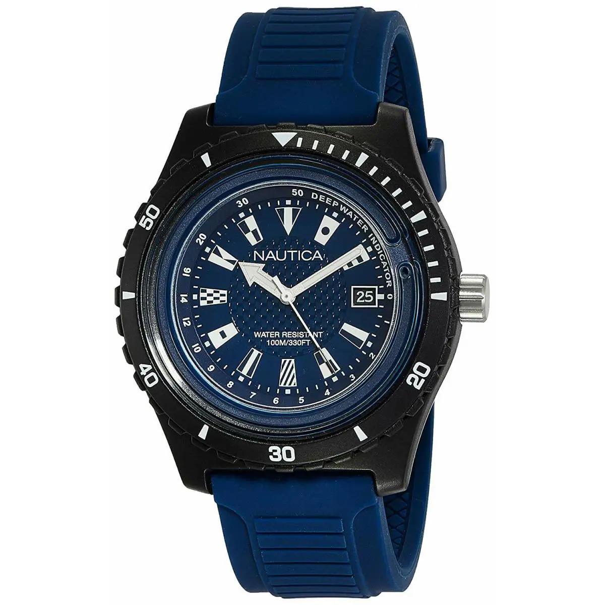 Nautica Ibiza Black Tone Navy Blue Silicone Band Flags Dial WATCH-NAPIBZ008 - Dial: White, Band: Blue, Manufacturer Band: BLUE