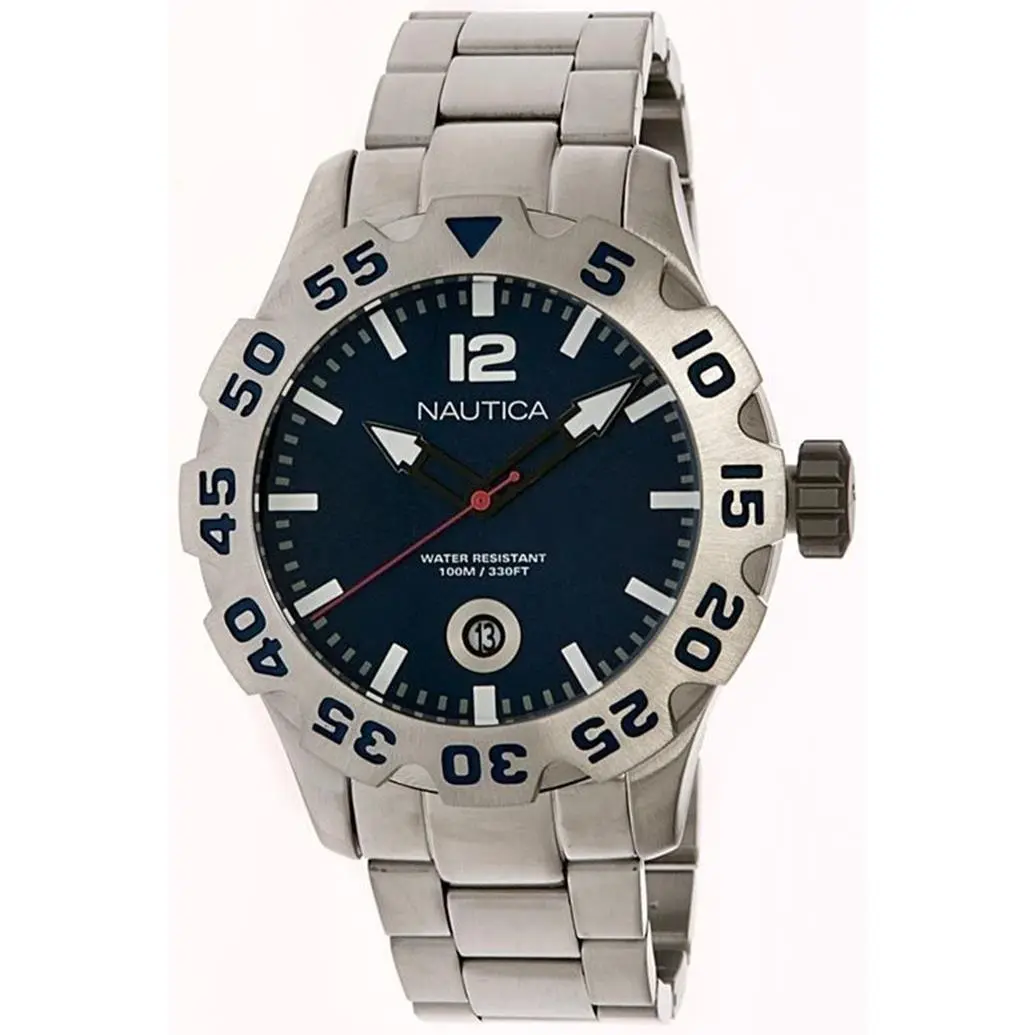 Nautica N17569G Gents Men`s Blue Dial Date Stainless Steel Watch