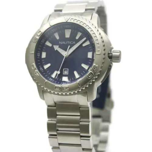Nautica Steel Date Navy Blue Dial Men Dress Watch 45mm A14531G