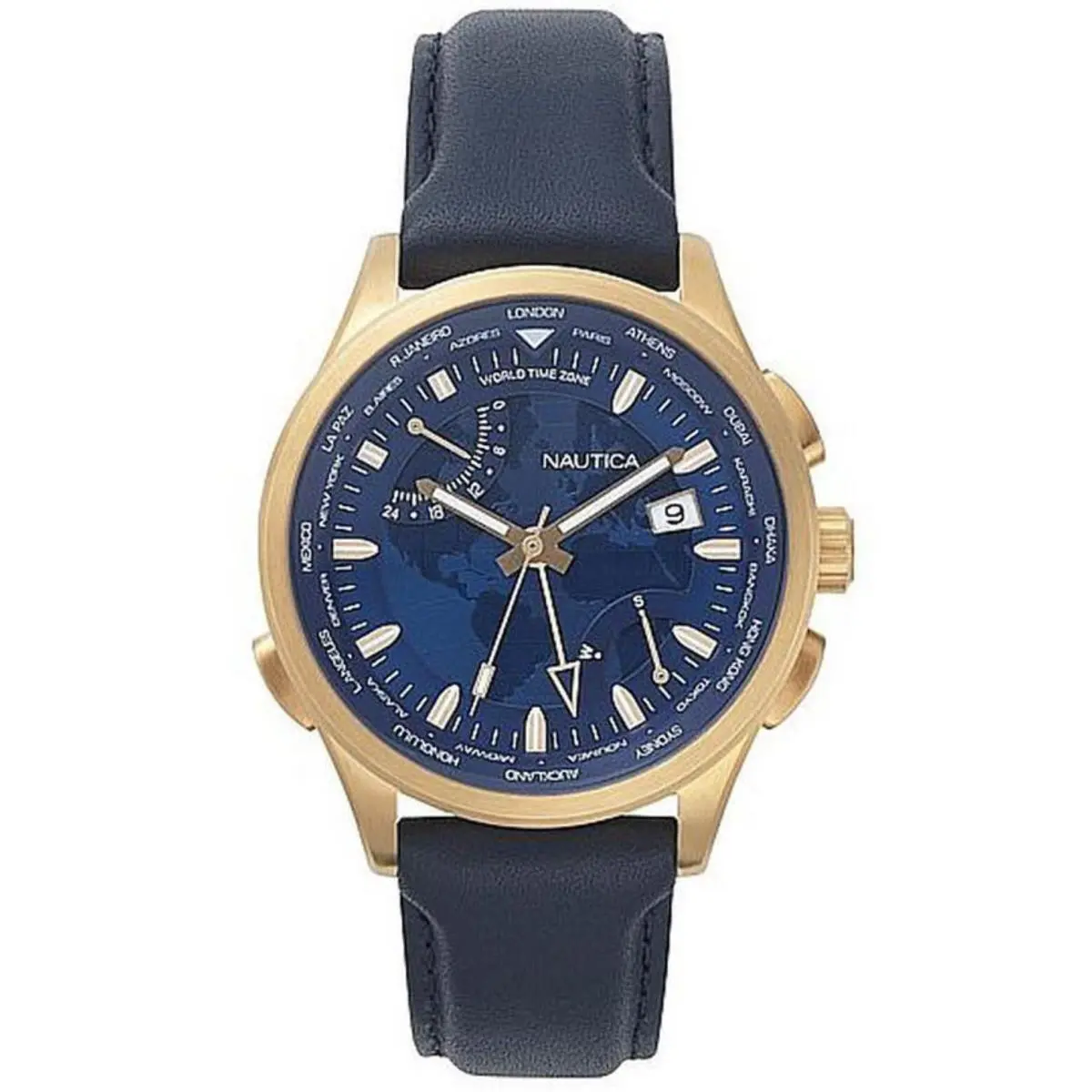 Nautica NAPSHG002 Men`s Shanghai 44mm Leather Band Watch