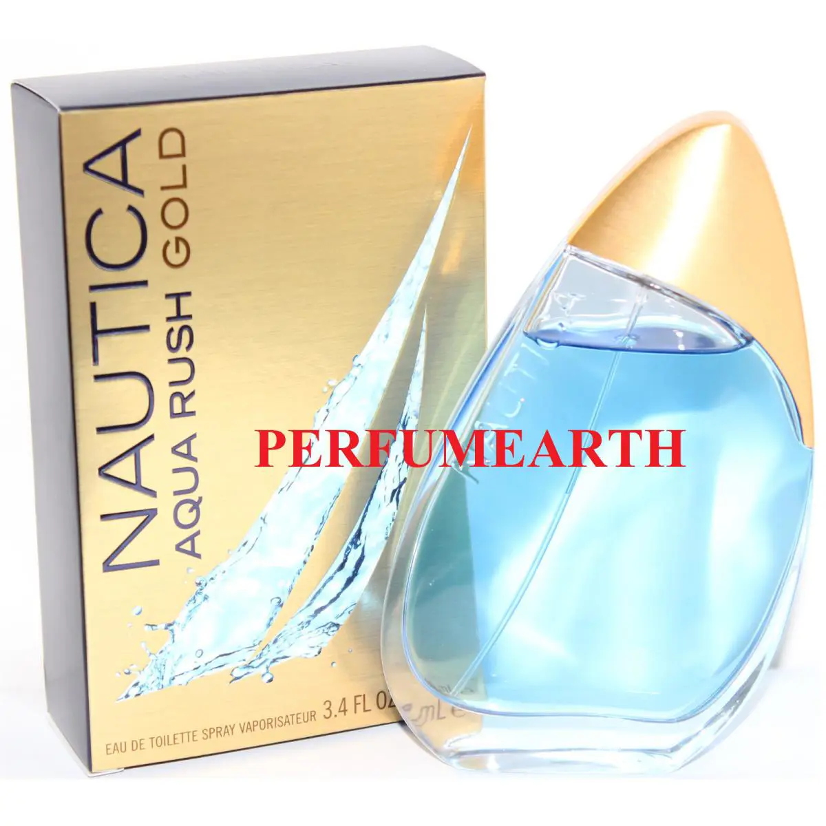 Nautica Aqua Rush Gold 3.3 / 3.4 OZ Edt Spray For Men BY Nautica IN A Box