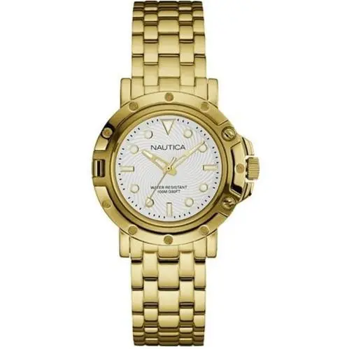 Nst 800 Women`s Watch Yellow Gold Tone Steel Bracelet 36mm NAD17529L by Nautica