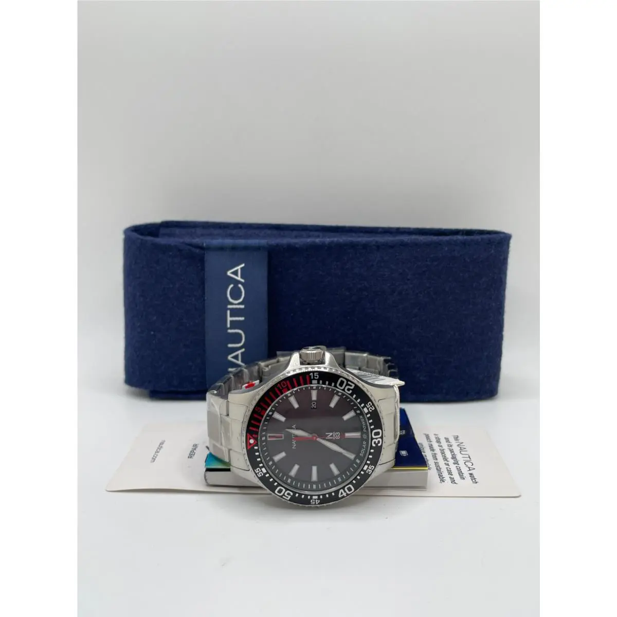 Nautica Cocoa Beach NAPCBF205 Mens Black Dial Silver Case Analog Wristwatch