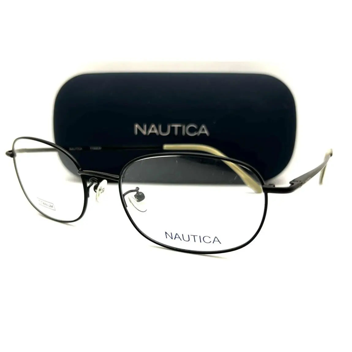 Nautica Eyeglasses N 7821 010 Titanium Black 55-19-145 with Case