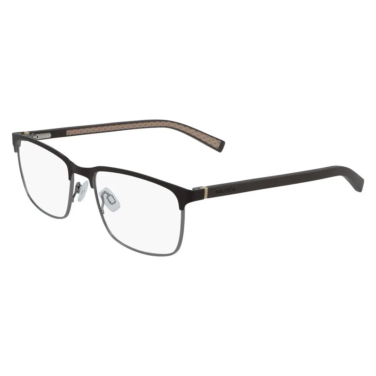Nautica N7310 Eyeglasses Men Matte Brown Rectangle 55mm