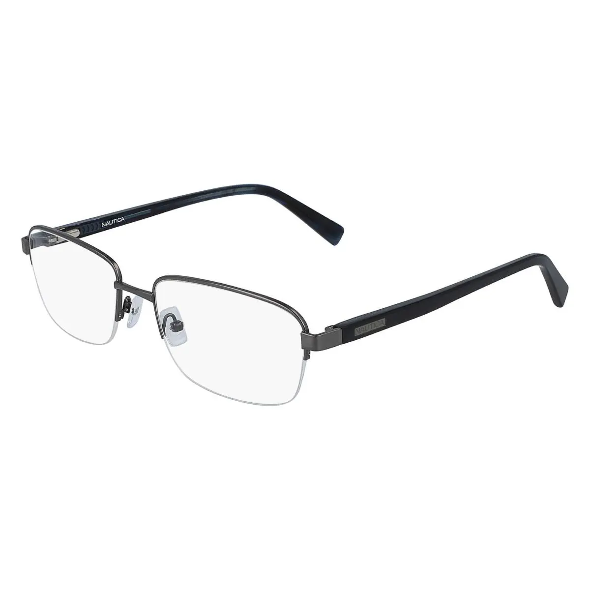 Nautica N7301 030 Satin Gunmetal Blue Eyeglasses 57mm with Nautica Case - Frame: Gunmetal & Blue, Manufacturer: 030