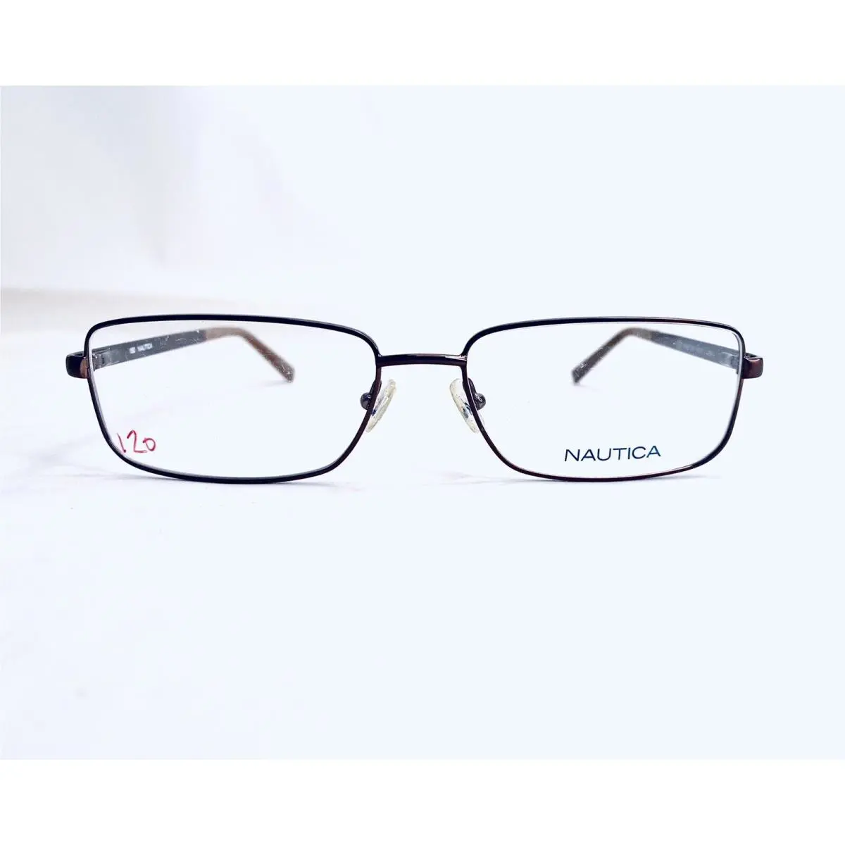 Nautica Rectangular Copper Metal Acetate Temples Eyeglasses N7222 59 17 150