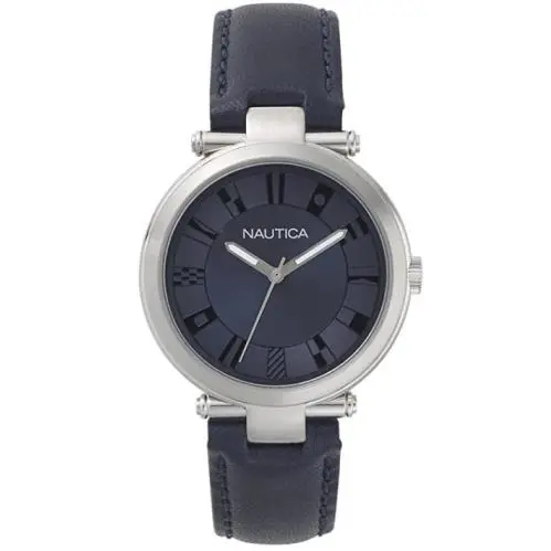 Nautica Blue Leather Strap Flagstaff 36mm Women`s Watch NAPFLS001
