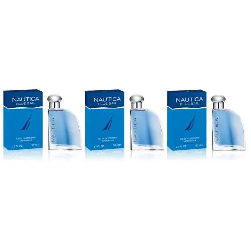 Nautica Blue Sail Eau De Toilette Spray 1.6 oz 3 Pack