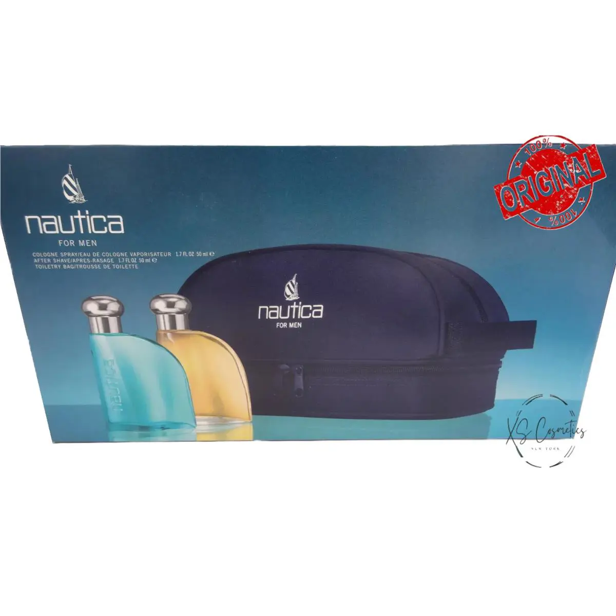 Nautica 2 Piece Gift Set Eau De Toilette1.7oz + After Shave 1.7 + Toiletry Bag