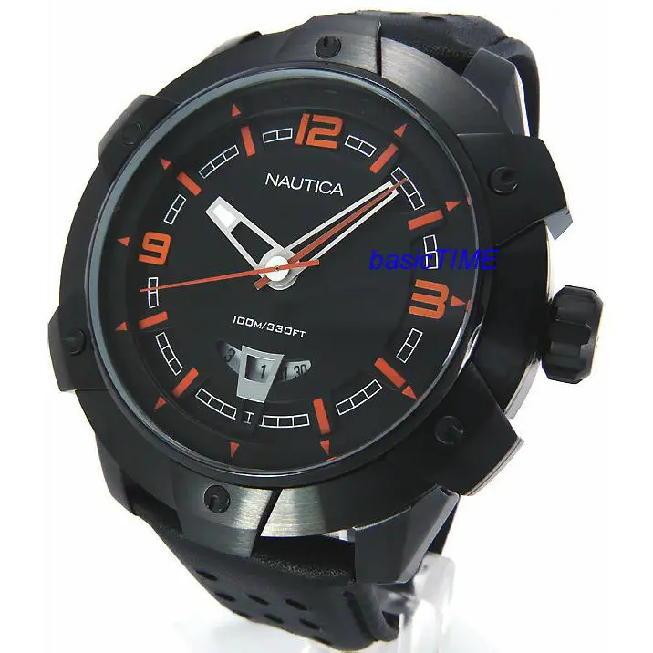 Nautica N28001G Japan Movement 100M Leather Black Steel Super