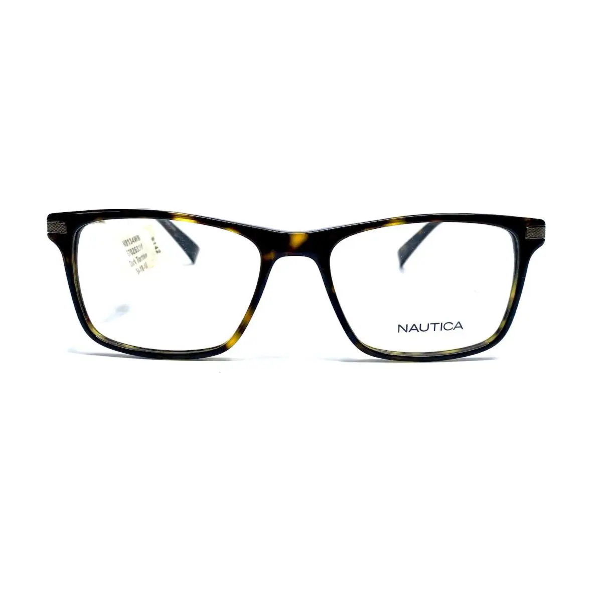 Nautica Brown Tortoise Square Glasses Gun Metal Temple N8134 206 54 18 145