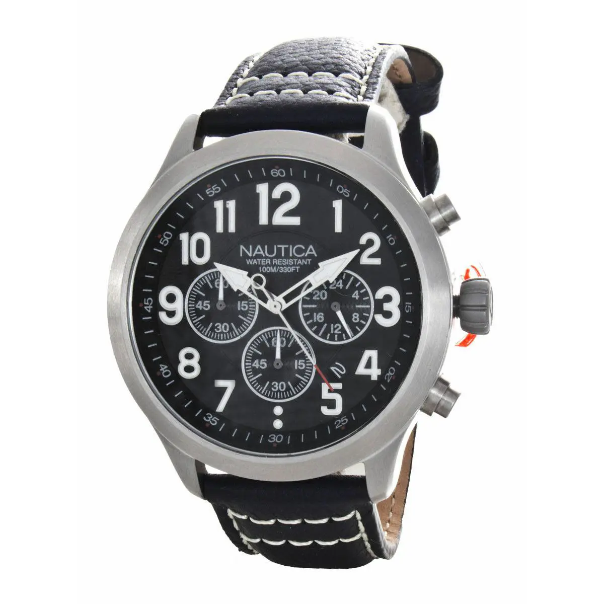 Nautica Men`s Ncc 01 Chrono Analog Display Quartz Black Watch NAD18508G