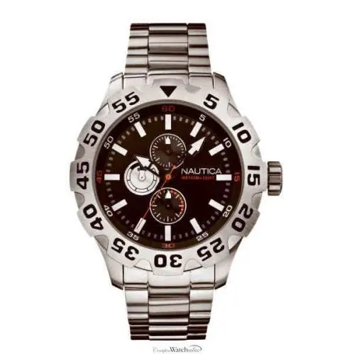 Nautica Silver-tone S/steel Band+black Chrono Dial+day Date WATCH-N20092G