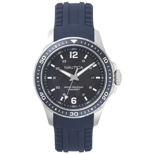 Freeboard Sport Navy Blue Silicone Strap 44mm Men`s Watch NAPFRB002 by Nautica