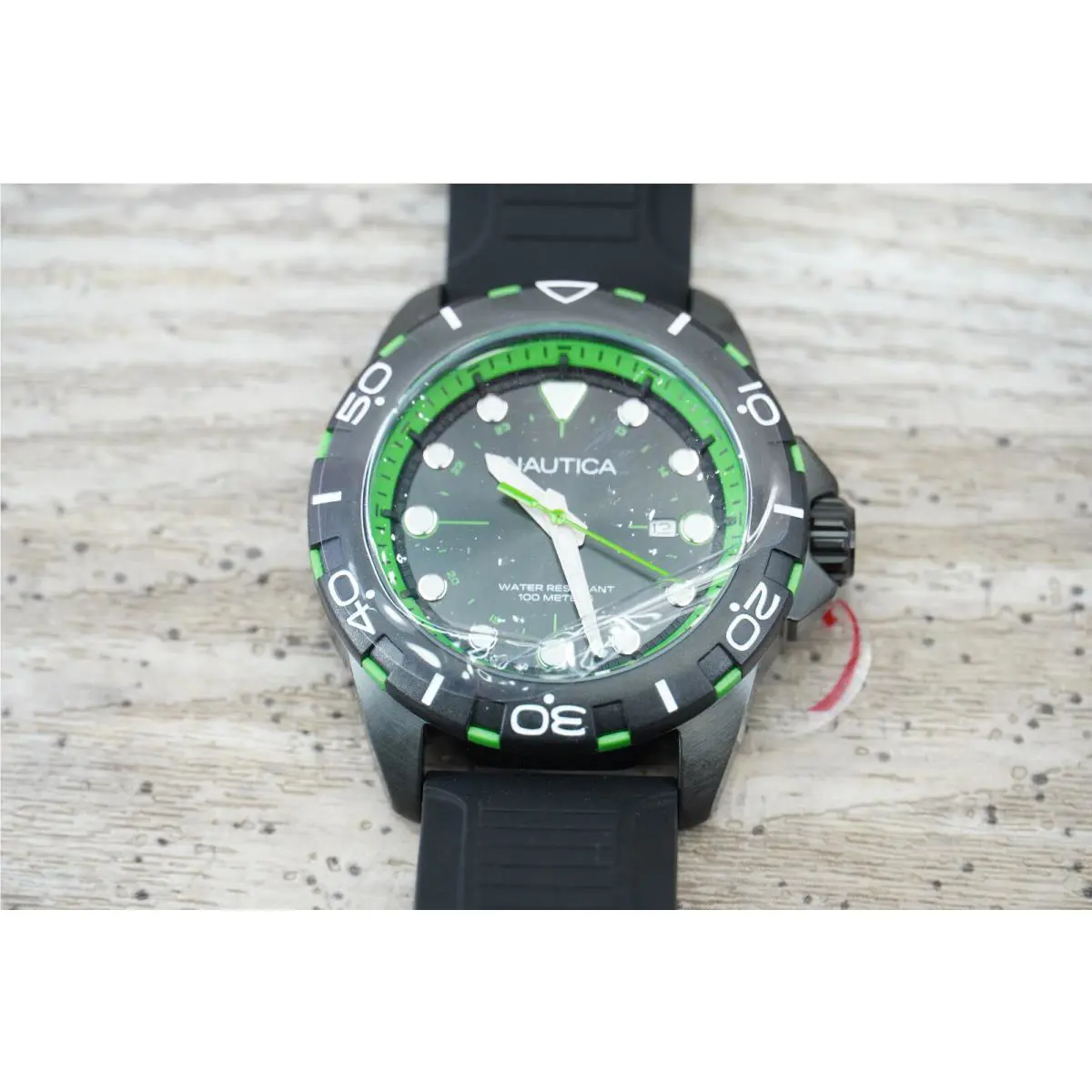 Mens Wristwatch Nautica Nsr NAPNRS402 Silicone Black Sub 100mt