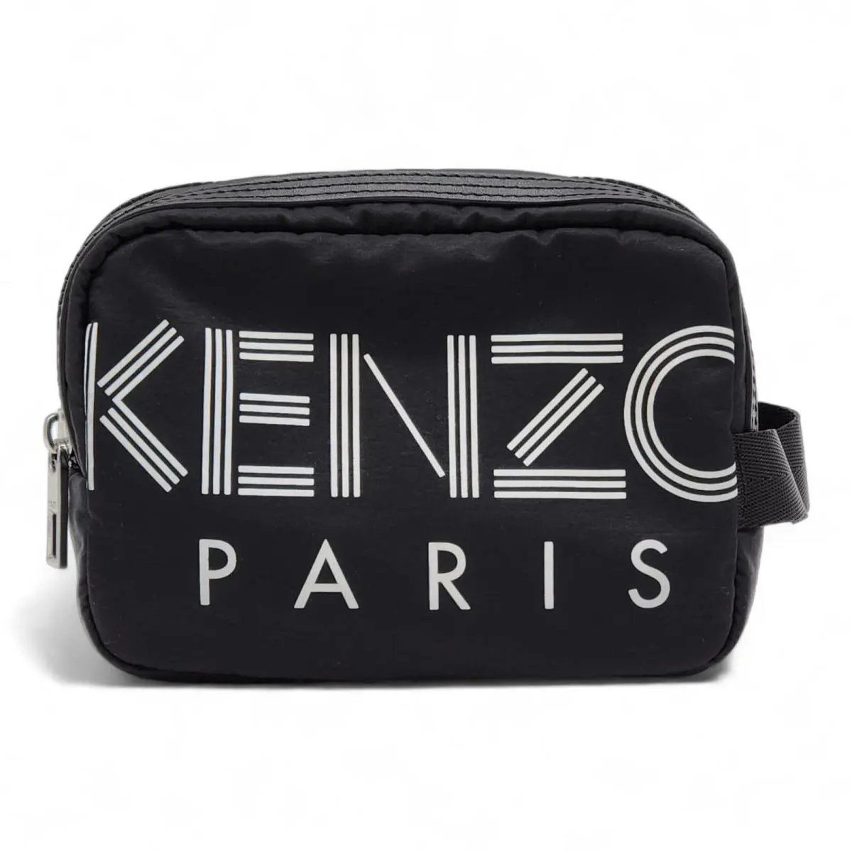 Double Zip Logo Print Nylon Clutch Black by Kenzo