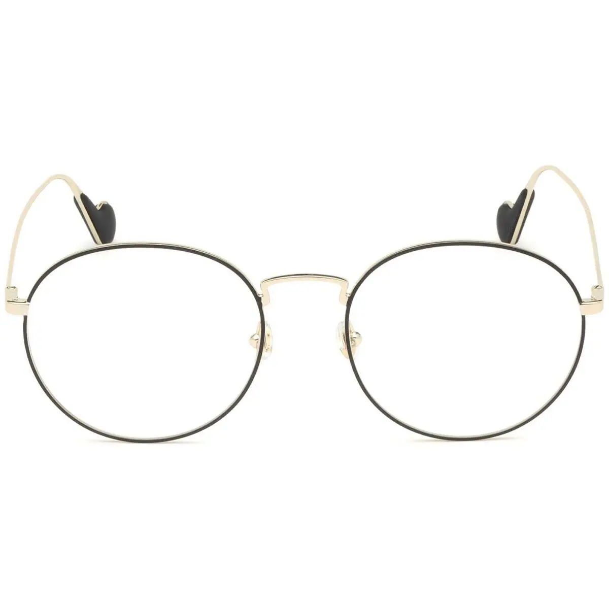 Moncler ML5059 32A Gold Black Round Slim Metal Eyeglasses Frame 54-19-145 5059