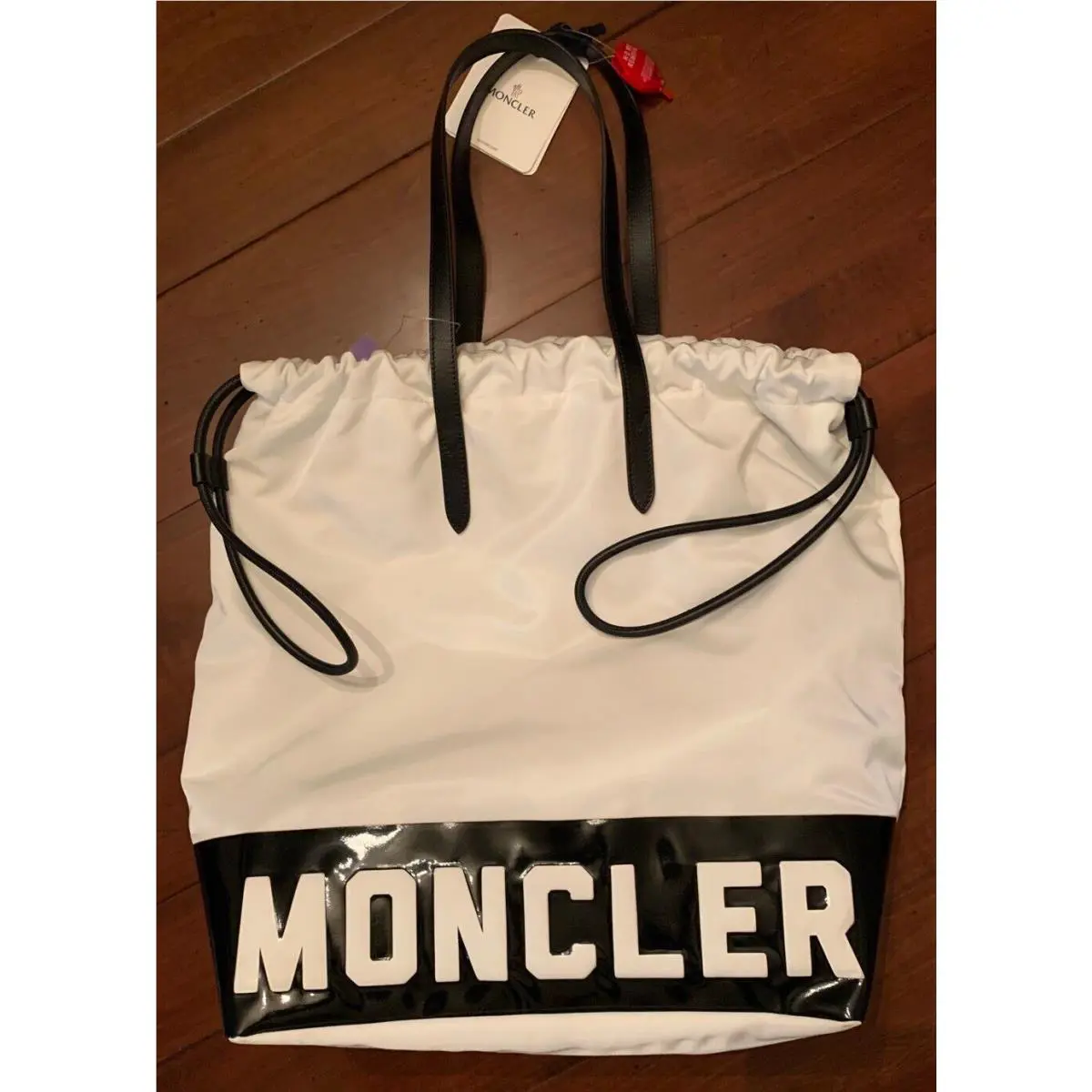Moncler Large Bucket Handbag Bianco White