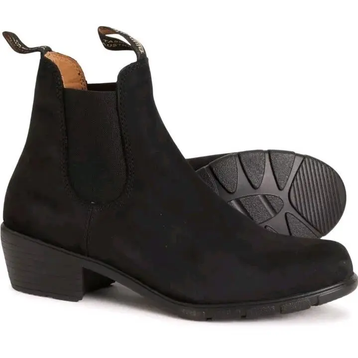 Blundstone BL 1960 Ankle Chelsea Boot Low Heel Black Nubuck Uk/au 3 Women`s 6 US