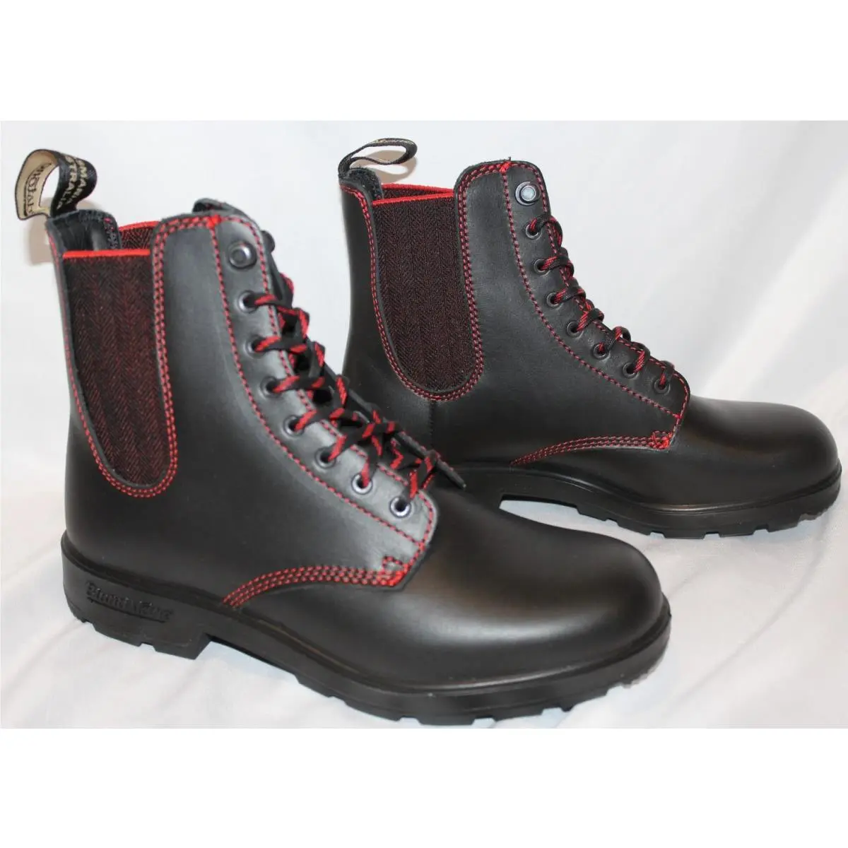 Blundstone Women`s Leather Lace Up Gore Boots 2325 Black Red US 7.5