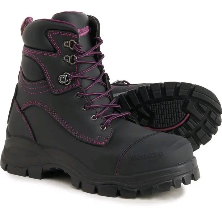 897 Side-zip Lace Work Boot Steel Safety Toe Black Purple Women`s 5 by Blundstone